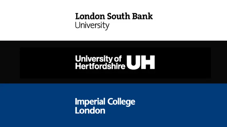 three world renowned institutions London south bank university, university of Hertfordshire and imperial college london