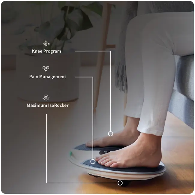 Medic knee titled to the side showing the knee program, maximum isorocker and pain management
